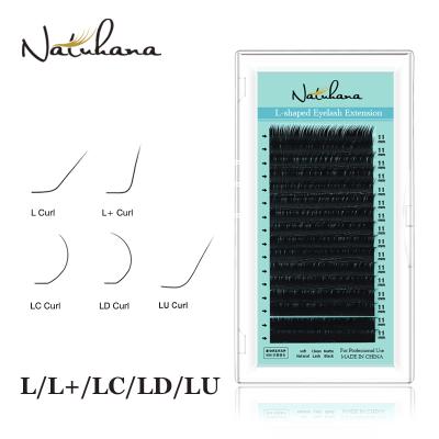 China NATUHANA Wholesale Price Natural Long Mixed Size L Form Eyelash Extension Private Label And Best Quality Bulk Korean Silk Eyelash Extension for sale