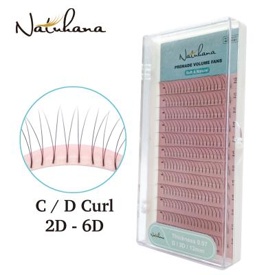 China NATUHANA Factory Price Natural Soft Volume Fans Eyelash Extensions Long Root Natural Faux Mink Eyelashes False Eyelash Wholesale soft for sale