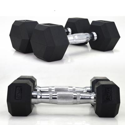 China Durable Pair Sets Fitness Rubber Steel Cast Iron Coating Weight Hex Black Hex Dumbbell for sale