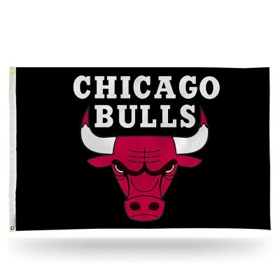 China Wholesale Custom FLYING NBA Chicago Bulls Basketball Championship Flag MOQ 3 x5Ft All NBA Team Flags for sale