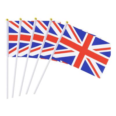 China Hand Held Country Flag FLYING Mini Flag British Untied Kingdom UK Stick Flag World Cup Festival Events Party Decorations Supplies Small for sale