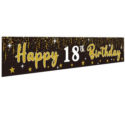 China Outdoor Advertising Display Wholesale 3x5ft Fabric Polyester Printed Custom Happy Birthday Banner For Party Decorations for sale