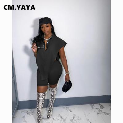 China 2 pieces of cm. YAYA Elegant Women Sporty Two Set For 2022 Summer Streetwear Shirt Irregular Open Side Top And Short Matching Set Outfits for sale