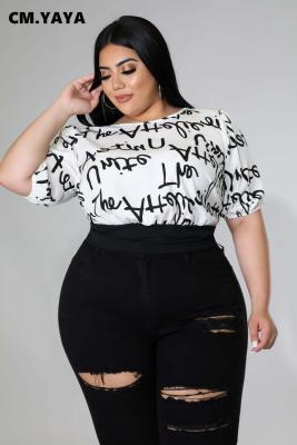 China Cm breathable. YAYA Plus Size Women Letter Back Split Stylish T Shirt 2022 Summer Streetwear Tee Tops for sale