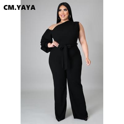 China Cm breathable. YAYA Plus Size Women One Size Long Sleeve High With Sashes Straight Wide Leg Overalls For 2022 Street Stylish Playsuit for sale