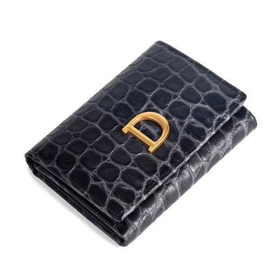 China Crocodile Leather Zero Wallet Fashion Three Times Wallet Card Bag Genuine Leather Korean Female for sale