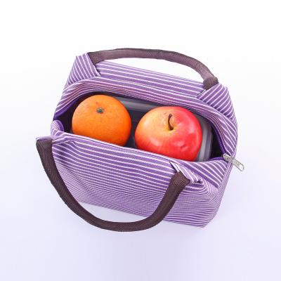 China Striped Portable Oxford Cloth Picnic Lunch Bag Custom LOGO Insulated Large Capacity Cooler Bag for sale