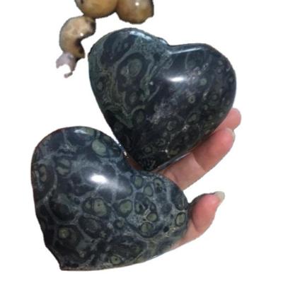 China China Wholesale Natural Healing Piece Big Polished Peacock Eye Stone Heart Kambaba Jasper Heart for sale