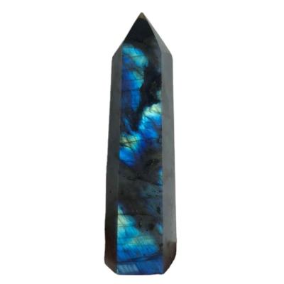 China Natural China Quartz Crystal Point Obelisk Reiki Healing Labradorite Point Wand Fengshui for sale