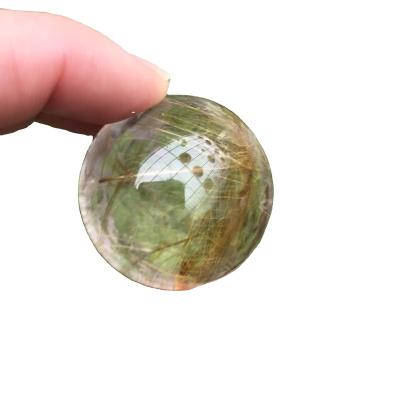 China China reiki natural healing crystal decoration natural polished clear rutile smoky ball rutilated ball gold hair crystal ball for sale