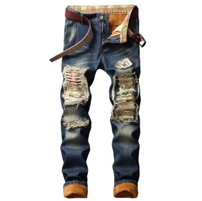 China Other Popular Men's Biker Jeans Mens Hip Hop Slim Fit Holes Distressed Ripped Punk Denim Jean Pants Y10744 for sale