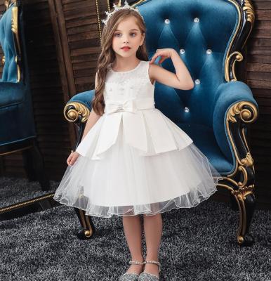 China 2020 Amazon Hot Sale Girls Summer Dress Pearl Lace Tutu Kids Anti-static Evening Dresses For Girls Party Wedding Princess for sale