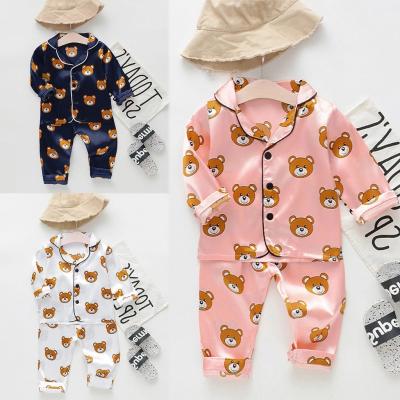 China New Fashion Autumn Toddler Baby Boys Long Sleeve Cartoon Bear Tops+Pants Bear Pajamas Outfits for sale