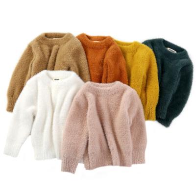 China 2021 New Fashion Solid Color Baby Sweater Unisex Winter Breathable Furry Children Knitted Warm Sweater Toddler Kids Sweaters for sale