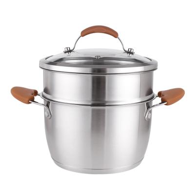 China Sustainable 304 Stainless Steel Kitchenware Sauce Pot Casserole Pot With Steamer for sale