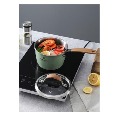 China Induction Cooker 16cm Soup Pan Stainless Steel Sauce Pan Compatible Milk Pan for sale