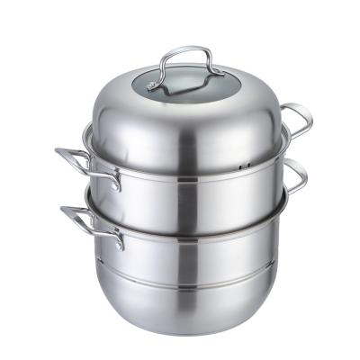 China Sustainable S/S304 Steamer Pot Stainless Steel Steamer 2 3 Layers Steamer Pot Food for sale