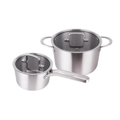 China Sustainable Cookware Set Of 4 PCS Stainless Steel Kitchen Ware Pot And Pan for sale