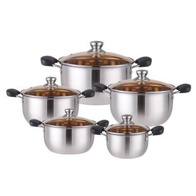 China Sustainable Cooking Pot Stainless Steel Pot Set Cookware 1mm Thick Cooking Set for sale