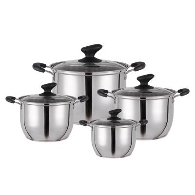 China Sustainable Cooking Set Of 4 Sizes Stainless Steel Pot Cookware Cooking Pots for sale