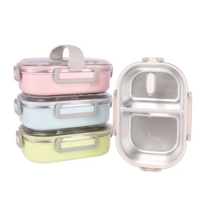 China Freshness Preservation 2 Compartments Leakproof Lunch Box Portable Stainless Steel Lunch Box for sale