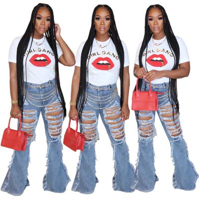 China Wholesale Breathable Casual Rocket Jeans Skinny Ripped Jeans Women High Waist Pants for sale