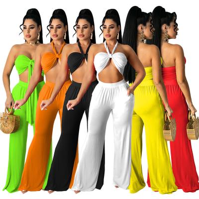 China FJ1281 Summer Women's QUICK DRY Clothing Sexy Outfit Fashion Solid Color Tube Tops 2 Pieces And Panty Two Piece Set For Women for sale