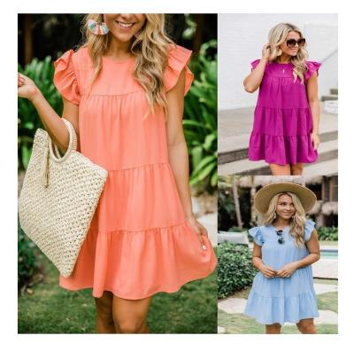 China Wholesale Anti-wrinkle Autumn Elegant Women Casual Dress Lounge Fitted Short Sleeve Ladies Ruched Dress for sale