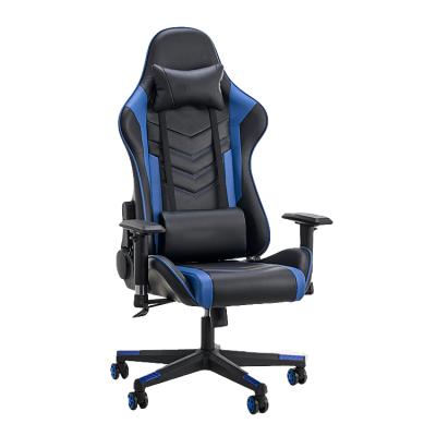 China Collection Adjustable (Height) High Back Racing Style Bonded Gaming Chair Poland Blue Leather Computer Desk Executive Ergonomic Gamer for sale