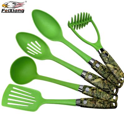 China Kitchen Nylon Utensils Set Spoon / Turner Grooved Comfortable Ergonomic Spoon Handles Kitchen Accessories Cooking Tools for sale