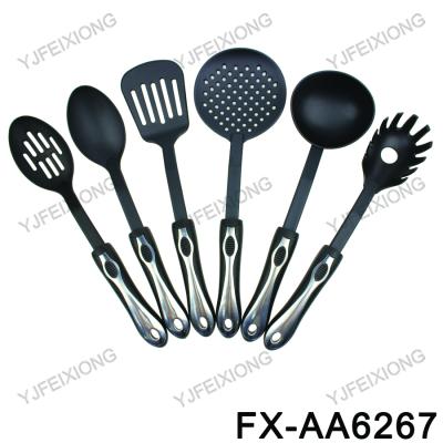 China Sustainable kitchen tools and instruments AA6267 bucatarie utensil nylon with PP+stainless steel handle cookware set for sale