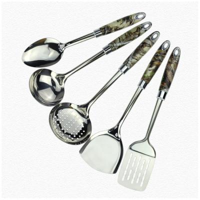 China Sustainable Stainless Steel Kitchen Utensils , 5 Pieces Tool Kit Kitchen For Cooking New Design Handle for sale