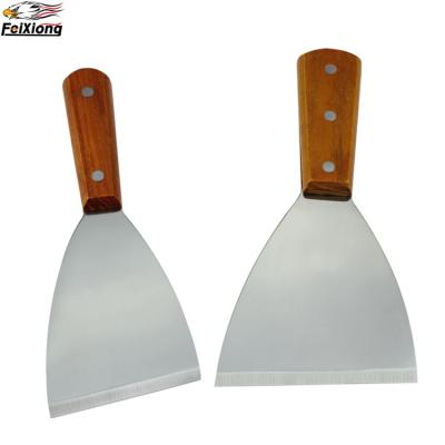 China Sustainable High Quality Slanted Pancake Turner Teppanyaki Beefsteak Shovel Wood Mouth Food Shovel Kitchen Handle Cooking Tools for sale