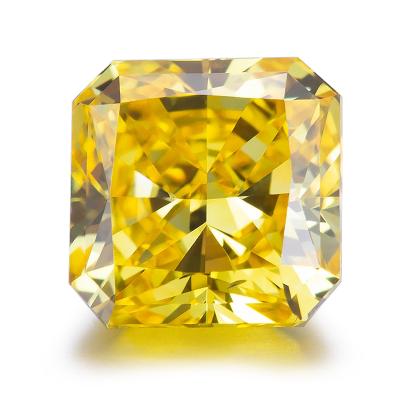 China Fancy Vivid Men Made Diamond Radiant Cut Lab Grown HPHT Yellow Diamond Radiant Cut for sale