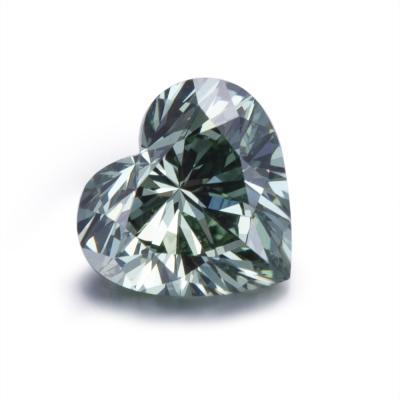 China Jewelry Making Heart Shape Fancy Green Diamond vs1 CVD Lab Grown Diamond 1.1ct for sale