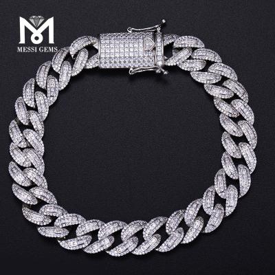 China Popular Hiphop Design Chain Length 925 Sterling Silver Moissanite Moissanite Cuban Chain Link for sale