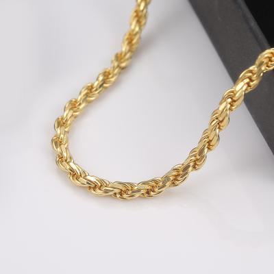 China Hiphop Hip Hop Mens Necklace 925 Sterling Silver Plated Old Rope Chain For Jewelry Making for sale