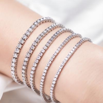 China TRENDY Moissanite Tennis Chain 9k 10k 14k 18k Gold Moissanite Tennis Bracelet for sale