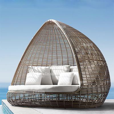 China UV plastic outdoor beach daybed folding bed beach sofa cone shape resistance modern folding bed for sale