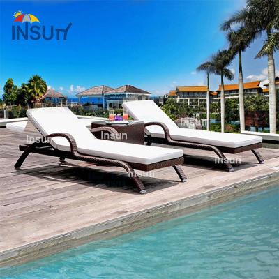 China Luxury UV Wicker Outdoor Rattan Sofa Lounge Rattan Sun Resistance Waterproof Sun Sofa Convertible Wicker for sale