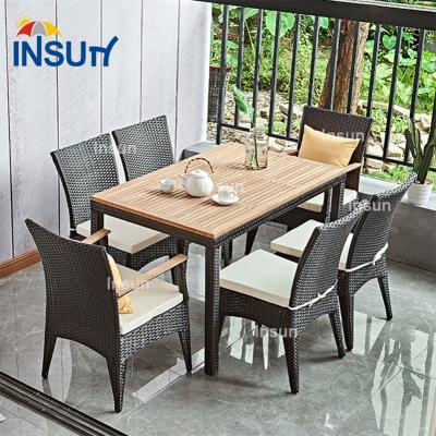 China Outdoor Weather Furniture Garden Sets Rattan Set Outdoor Dining Modern Dining Table Set With 6 Chairs Used In Kitchen for sale