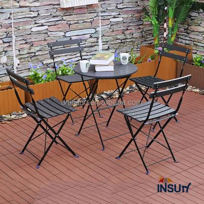 China Insun Outdoor Round Weather Furniture Folding Dining Table 4 Chair Set For Outdoor Used for sale