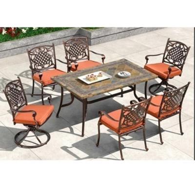 China Outdoor Weather Furniture Garden Dining Metal Dining Table Set Dining Table Sets Outdoor Alum Table and Chair for sale