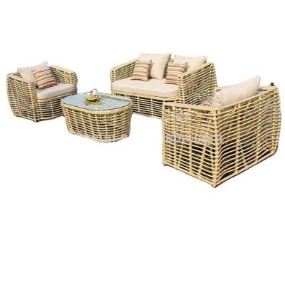 China Outdoor Garden Furniture Insun Weather Furniture Rattan Sofa Set 4pcs Outdoor Leisure Style PE Rattan Garden Sofa Set for sale