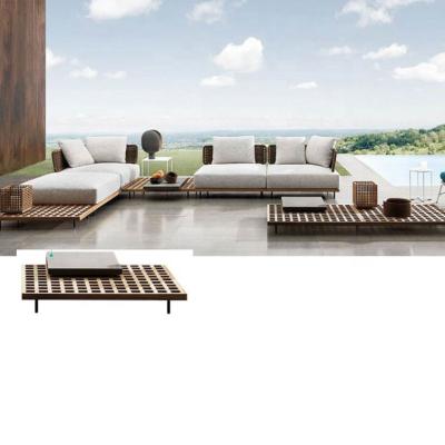 China Insun Outdoor Weather Furniture Courtyard Rattan Teak Table Living Room Side Table for sale