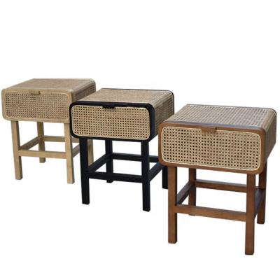 China Insun Table Outdoor Weather Furniture Nordic Solid Wood Rattan Household Bedside Table for sale