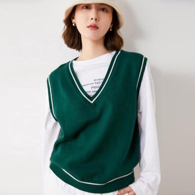 China QUICK DRY Cashmere Women's Classic Knitted Sweater Vest 100% Cashmere V-Neck Sweater Women Sheer Sleeveless for sale