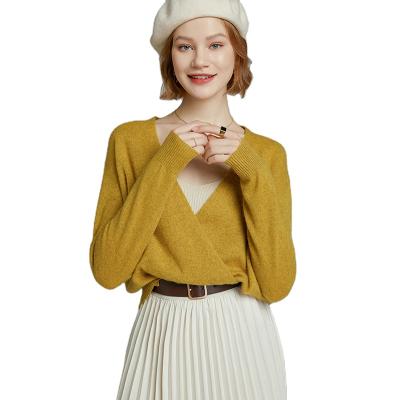 China V-neck Breathable Short Thin Cashmere Knitted Cashmere Sweater Coat for sale