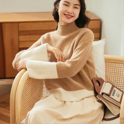 China Anti-wrinkle Autumn Winter Loose Thin Pullover Neck Long Sleeve 100% Cashmere Short Round Sweater for sale