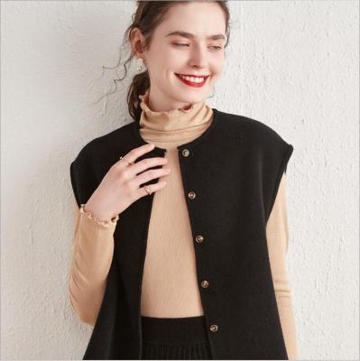 China autumn and winter new round neck anti-wrinkle wool sweater sleeveless cardigan sweater women round loose vest women vest for sale